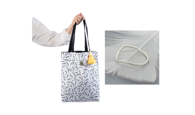 Duo - Pompom bag + Silver hammered chevron ring by Signé Local